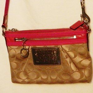 Coach Poppy Small Signature & Fuchsia Crossbody